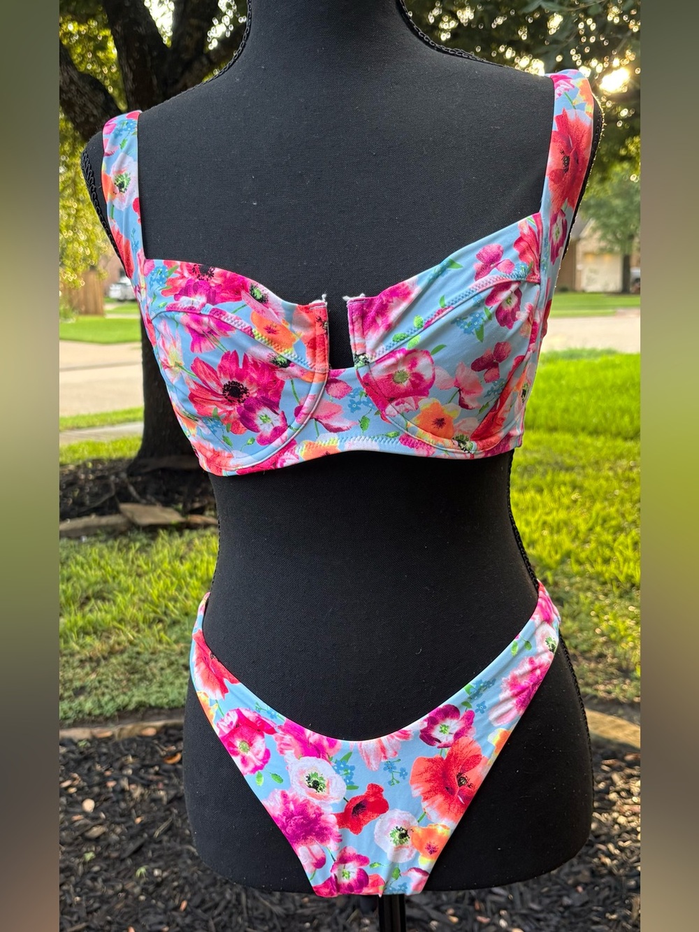 Victoria's Secret Blue Floral Underwire Bikini Set